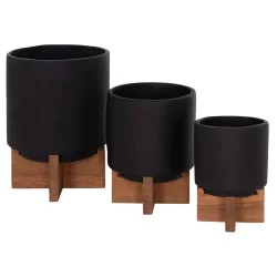 ΣΕΤ 3 ΓΛΑΣΤΡΕΣ ΜΕ TEAK ΒΑΣΕΙΣ TANTI HM4685.01 FIBER CEMENT ΣΕ ΜΑΥΡΟ ΧΡΩΜΑ