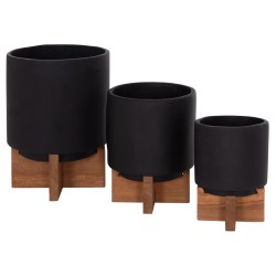 ΣΕΤ 3 ΓΛΑΣΤΡΕΣ ΜΕ TEAK ΒΑΣΕΙΣ TANTI HM4685.01 FIBER CEMENT ΣΕ ΜΑΥΡΟ ΧΡΩΜΑ