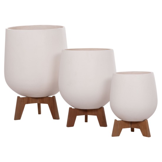 ΣΕΤ 3 ΓΛΑΣΤΡΕΣ ΜΕ TEAK ΒΑΣΕΙΣ TRYLL HM4681.03 FIBER CEMENT--ΓΚΡΙ