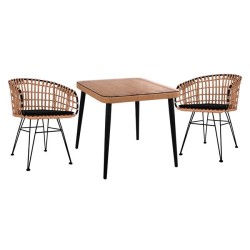 ΣΕΤ 3ΤΜΧ ALLEGRA WICKER ΜΕ ΤΡΑΠΕΖΙ 80X80Χ78Υ ΜΠΕΖ & ΜΑΥΡΟ ΧΡΩΜΑ HM10485