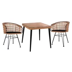 ΣΕΤ 3ΤΜΧ ALLEGRA WICKER ΜΕ ΤΡΑΠΕΖΙ 80X80Χ78Υ ΜΠΕΖ & ΜΑΥΡΟ ΧΡΩΜΑ HM10485