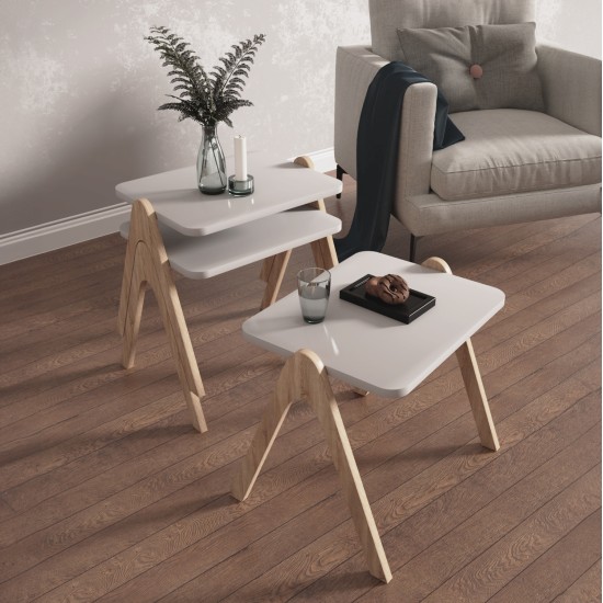 ΣΕΤ 3ΤΜΧ ΒΟΗΘΗΤΙΚΑ ΤΡΑΠΕΖΑΚΙΑ REACHER HM18176.02 ΜΕΛΑΜΙΝΗ ΣΕ ΚΑΡΥΔΙ-ΜΑΥΡΟ ΜΑΡΜΑΡΟ 40x30x40Υεκ.