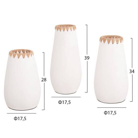 ΣΕΤ 3ΤΜΧ ΔΙΑΚΟΣΜΗΤΙΚΑ ΒΑΖΑ HM4373 ΤΕΡΑΚΟΤΑ ΣΕ ΛΕΥΚΟ ΜΕ ΠΛΕΞΗ ΨΑΘΑΣ ΣΤΟ ΣΤΟΜΙΟ