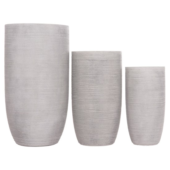 ΣΕΤ 3ΤΜΧ ΓΛΑΣΤΡΕΣ ΚΥΛΙΝΔΡΟΙ ΣΕΙΡΑ GARDENER HM4721 FIBERCLAY-ΧΡΩΜΑ CEMENT Φ42x78Υεκ