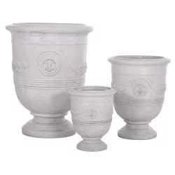 ΣΕΤ 3ΤΜΧ ΓΛΑΣΤΡΕΣ ΜΕ ΑΝΑΓΛΥΦΟ GARDENER HM4729 FIBERCLAY-ΣΕ ΥΠΟΛΕΥΚΟ Φ58x72.5Υεκ