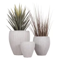 ΣΕΤ 3ΤΜΧ ΓΛΑΣΤΡΕΣ ΣΤΡΟΓΓΥΛΕΣ ΣΕΙΡΑ GARDENER HM4728 FIBERCLAY-ΧΡΩΜΑ CEMENT Φ48x56Υεκ