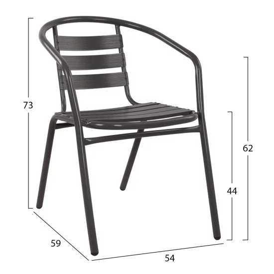 ΣΕΤ 3ΤΜΧ ΜΕ ΤΡΑΠΕΖΙ FIGO 70Χ70Χ72Υ & ΠΟΛΥΘΡΟΝΕΣ LAURA ΓΚΡΙ ΧΡΩΜΑ HM10469