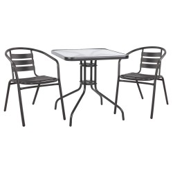 ΣΕΤ 3ΤΜΧ ΜΕ ΤΡΑΠΕΖΙ FIGO 70Χ70Χ72Υ & ΠΟΛΥΘΡΟΝΕΣ LAURA ΓΚΡΙ ΧΡΩΜΑ HM10469