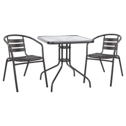 ΣΕΤ 3ΤΜΧ ΜΕ ΤΡΑΠΕΖΙ FIGO 70Χ70Χ72Υ & ΠΟΛΥΘΡΟΝΕΣ LAURA ΓΚΡΙ ΧΡΩΜΑ HM10469