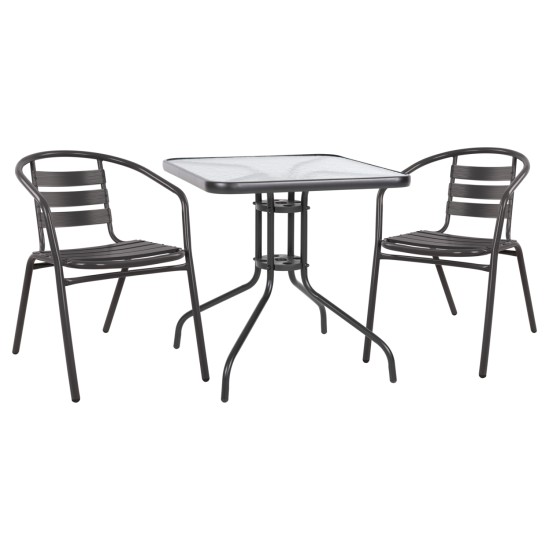 ΣΕΤ 3ΤΜΧ ΜΕ ΤΡΑΠΕΖΙ FIGO 70Χ70Χ72Υ & ΠΟΛΥΘΡΟΝΕΣ LAURA ΓΚΡΙ ΧΡΩΜΑ HM10469