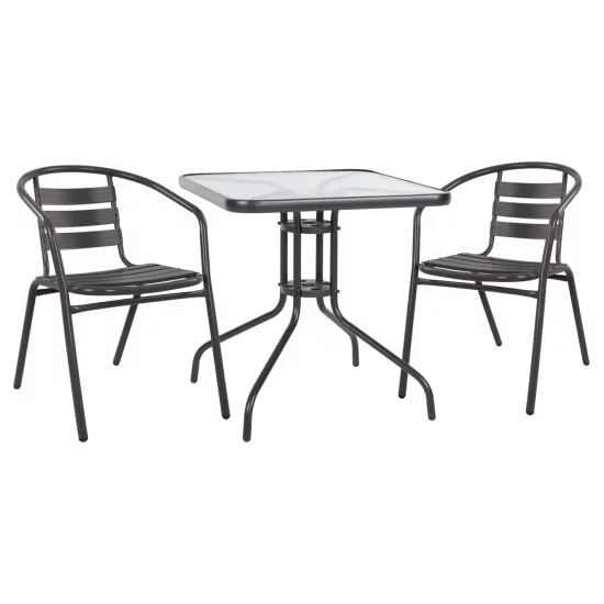 ΣΕΤ 3ΤΜΧ ΜΕ ΤΡΑΠΕΖΙ FIGO 70Χ70Χ72Υ & ΠΟΛΥΘΡΟΝΕΣ LAURA ΓΚΡΙ ΧΡΩΜΑ HM10469