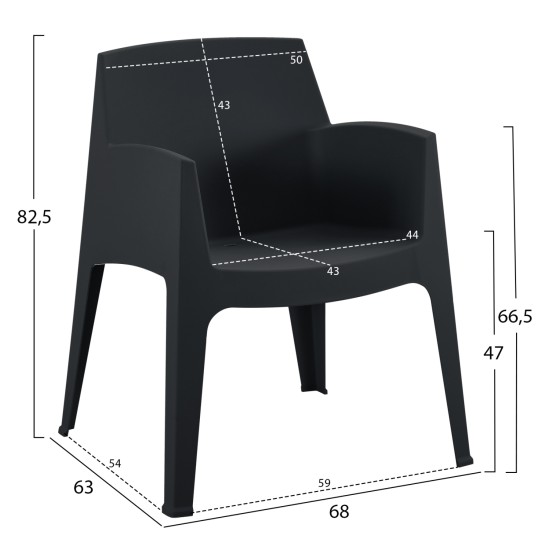 ΣΕΤ 3ΤΜΧ ΠΟΛΥΠΡΟΠΥΛΕΝΙΟΥ SLEEK HM21267.02 ΤΡΑΠΕΖΑΚΙ & 2 ΠΟΛΥΘΡΟΝΕΣ-ΜΑΥΡΟ