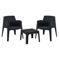 ΣΕΤ 3ΤΜΧ ΠΟΛΥΠΡΟΠΥΛΕΝΙΟΥ SLEEK HM21267.02 ΤΡΑΠΕΖΑΚΙ & 2 ΠΟΛΥΘΡΟΝΕΣ-ΜΑΥΡΟ