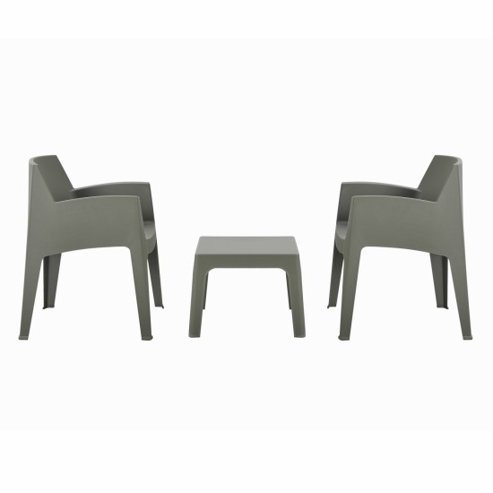 ΣΕΤ 3ΤΜΧ ΠΟΛΥΠΡΟΠΥΛΕΝΙΟΥ SLEEK HM21267.05 ΤΡΑΠΕΖΑΚΙ & 2 ΠΟΛΥΘΡΟΝΕΣ-DARK OLIVE GREEN