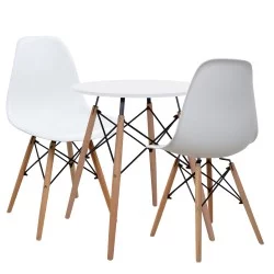 ΣΕΤ 3TMX ΤΡΑΠΕΖΑΡΙΑΣ ΛΕΥΚΟ ΤΡΑΠΕΖΙ Φ60 & 2 ΚΑΡΕΚΛΕΣ HM10297