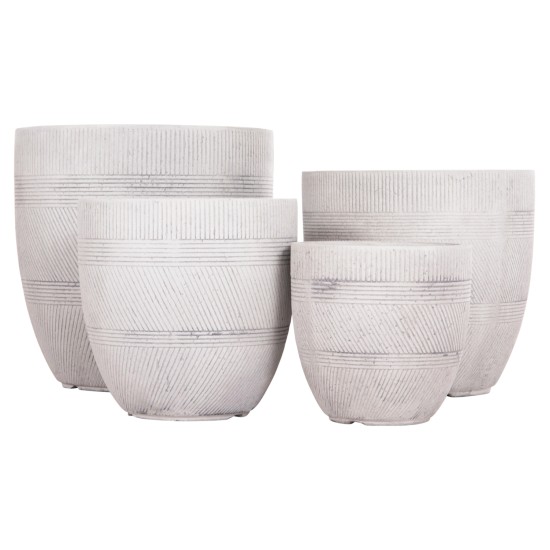 ΣΕΤ 4ΤΜΧ ΓΛΑΣΤΡΕΣ ΣΤΡΟΓΓΥΛΕΣ ΣΕΙΡΑ GARDENER HM4719 FIBERCLAY-ΧΡΩΜΑ CEMENT Φ44x43Υεκ