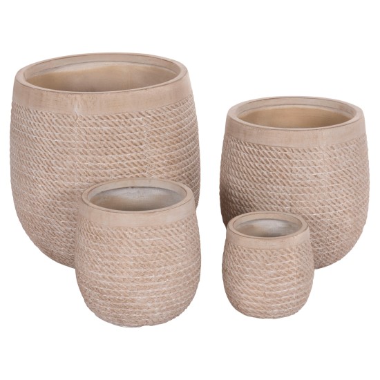 ΣΕΤ 4ΤΜΧ ΓΛΑΣΤΡΕΣ ΣΤΡΟΓΓΥΛΕΣ GARDENER HM4722 FIBERCLAY--IVORY CEMENT Φ54x54Υεκ
