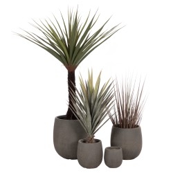 ΣΕΤ 4ΤΜΧ ΓΛΑΣΤΡΕΣ ΣΤΡΟΓΓΥΛΕΣ GARDENER HM4726 FIBERCLAY ΓΚΡΙΖΟΠΡΑΣΙΝΟ Φ52x55Υεκ