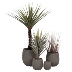 ΣΕΤ 4ΤΜΧ ΓΛΑΣΤΡΕΣ ΣΤΡΟΓΓΥΛΕΣ GARDENER HM4726 FIBERCLAY ΓΚΡΙΖΟΠΡΑΣΙΝΟ Φ52x55Υεκ