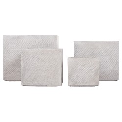 ΣΕΤ 4ΤΜΧ ΓΛΑΣΤΡΕΣ ΤΕΤΡΑΓΩΝΕΣ GARDENER HM4730 FIBERCLAY ΓΚΡΙ CEMENT 37x37x32Υεκ.