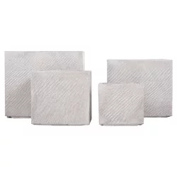 ΣΕΤ 4ΤΜΧ ΓΛΑΣΤΡΕΣ ΤΕΤΡΑΓΩΝΕΣ GARDENER HM4730 FIBERCLAY ΓΚΡΙ CEMENT 37x37x32Υεκ.