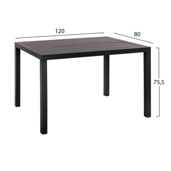 ΣΕΤ 5ΤΜΧ HM10525 ΜΕ ΤΡΑΠΕΖΙ ΑΛΟΥΜΙΝΙΟΥ ΑΝΘΡΑΚΙ 120Χ80Χ75.5Υ & 4 ΠΟΛΥΘΡΟΝΕΣ LEON ΓΚΡΙ