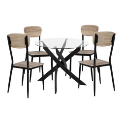 ΣΕΤ 5ΤΜΧ ΤΡΑΠΕΖΙ ΜΑΥΡΟ & ΚΑΡΕΚΛΕΣ SONAMA ΜΕ ΜΑΥΡΙΑ ΠΟΔΙΑ HM11072