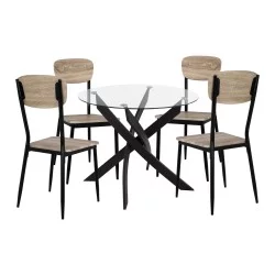 ΣΕΤ 5ΤΜΧ ΤΡΑΠΕΖΙ ΜΑΥΡΟ & ΚΑΡΕΚΛΕΣ SONAMA ΜΕ ΜΑΥΡΙΑ ΠΟΔΙΑ HM11072