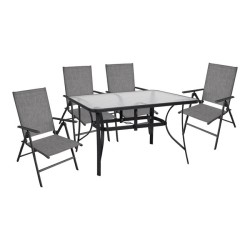 ΣΕΤ 5ΤΜΧ ΤΡΑΠΕΖΙ ΜΕΤΑΛΛΙΚΟ & ΠΤΥΣΣΟΜΕΝΕΣ ΚΑΡΕΚΛΕΣ ΚΑΦΕ HM10558.02