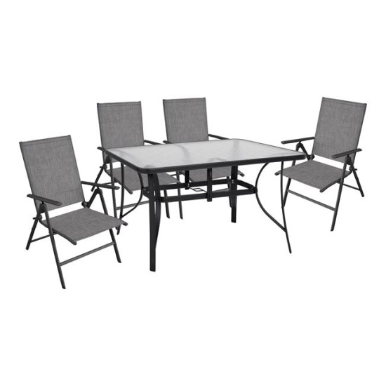 ΣΕΤ 5ΤΜΧ ΤΡΑΠΕΖΙ ΜΕΤΑΛΛΙΚΟ & ΠΤΥΣΣΟΜΕΝΕΣ ΚΑΡΕΚΛΕΣ ΚΑΦΕ HM10558.02