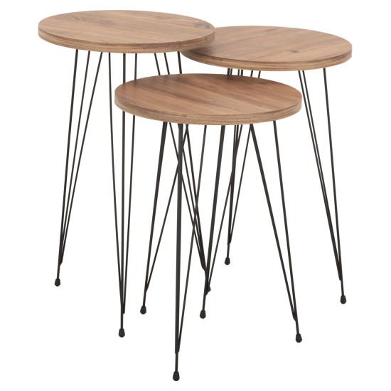 ΣΕΤ ΒΟΗΘ.ΤΡΑΠΕΖΑΚΙΑ NISSA HM18173.04 ΜΕΛΑΜΙΝΗ ΣΕ ΦΥΣΙΚΟ-ΜΑΥΡΑ ΜΕΤΑΛ.ΠΟΔΙΑ