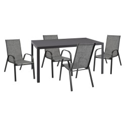 ΣΕΤ ΕΞ.ΧΩΡΟΥ 5ΤΜΧ LEOFER HM21004 ΜΕΤΑΛ.ΤΡΑΠΕΖΙ-4 ΠΟΛΥΘΡΟΝΕΣ ΜΕΤΑΛΛΙΚΕΣ- ΓΚΡΙ