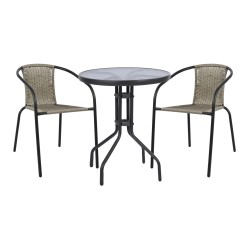 ΣΕΤ ΕΞΩΤ.ΧΩΡΟΥ 3ΤΜΧ LIMA HM21110 ΤΡΑΠΕΖΙ ΜΕ 2 ΠΟΛΥΘΡΟΝΕΣ- ΓΚΡΙ ΧΡΩΜΑ