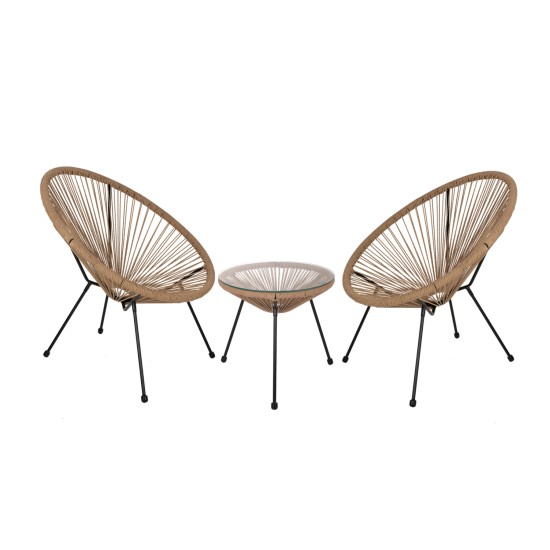 ΣΕΤ ΕΞΩΤ.ΧΩΡΟΥ 3ΤΜΧ ACAPULCO HM21111 ΤΡΑΠΕΖΙ & 2 ΠΟΛΥΘΡΟΝΕΣ ΣΕ ΜΑΥΡΟ-ΜΠΕΖ