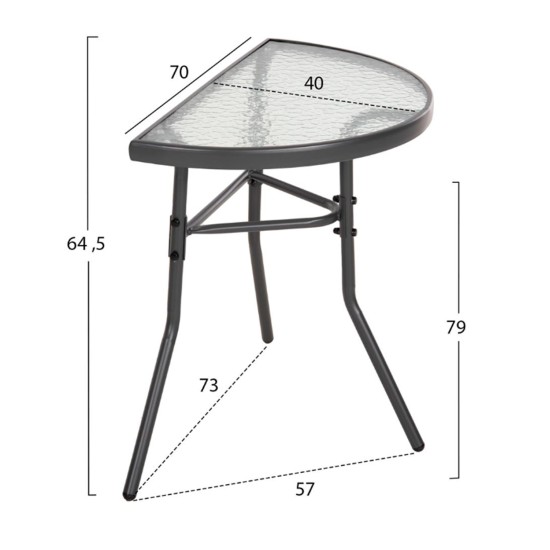 ΣΕΤ ΕΞΩΤ.ΧΩΡΟΥ 3ΤΜΧ LAURA HM21112 ΤΡΑΠΕΖΙ ΗΜΙΚΥΚΛΙΚΟ & 2 ΠΟΛΥΘΡΟΝΕΣ- ΓΚΡΙ