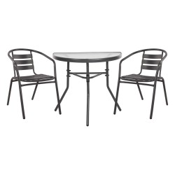 ΣΕΤ ΕΞΩΤ.ΧΩΡΟΥ 3ΤΜΧ LAURA HM21112 ΤΡΑΠΕΖΙ ΗΜΙΚΥΚΛΙΚΟ & 2 ΠΟΛΥΘΡΟΝΕΣ- ΓΚΡΙ