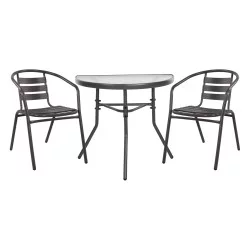 ΣΕΤ ΕΞΩΤ.ΧΩΡΟΥ 3ΤΜΧ LAURA HM21112 ΤΡΑΠΕΖΙ ΗΜΙΚΥΚΛΙΚΟ & 2 ΠΟΛΥΘΡΟΝΕΣ- ΓΚΡΙ