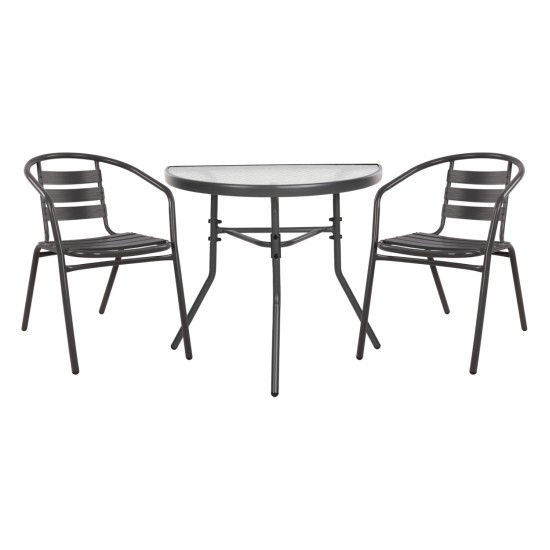 ΣΕΤ ΕΞΩΤ.ΧΩΡΟΥ 3ΤΜΧ LAURA HM21112 ΤΡΑΠΕΖΙ ΗΜΙΚΥΚΛΙΚΟ & 2 ΠΟΛΥΘΡΟΝΕΣ- ΓΚΡΙ