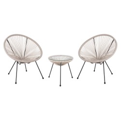 ΣΕΤ ΕΞΩΤΕΡΙΚΟΥ ΧΩΡΟΥ 3ΤΜΧ ACAPULCO HM11861.03 P.E.RATTAN ΕΚΡΟΥ-ΜΕΤΑΛΛΟ ΣΕ ΜΑΥΡΟ