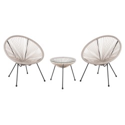 ΣΕΤ ΕΞΩΤΕΡΙΚΟΥ ΧΩΡΟΥ 3ΤΜΧ ACAPULCO HM11861.03 P.E.RATTAN ΕΚΡΟΥ-ΜΕΤΑΛΛΟ ΣΕ ΜΑΥΡΟ