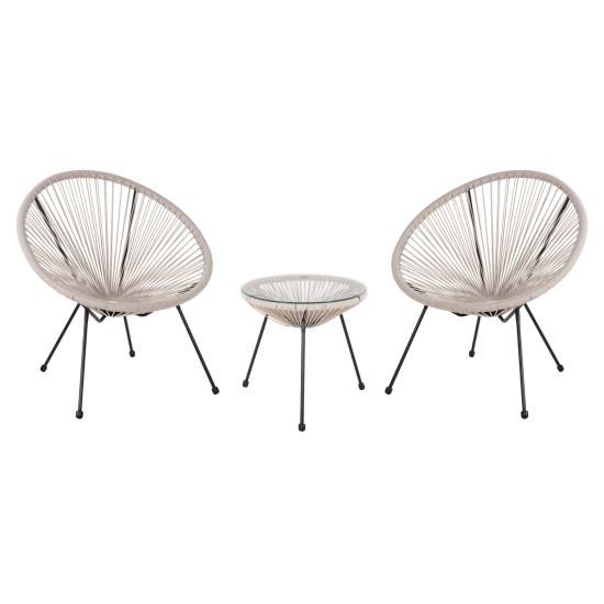 ΣΕΤ ΕΞΩΤΕΡΙΚΟΥ ΧΩΡΟΥ 3ΤΜΧ ACAPULCO HM11861.03 P.E.RATTAN ΕΚΡΟΥ-ΜΕΤΑΛΛΟ ΣΕ ΜΑΥΡΟ
