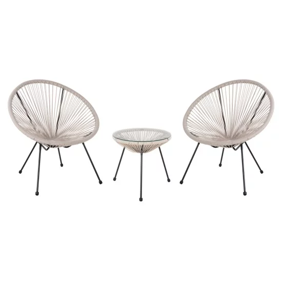 ΣΕΤ ΕΞΩΤΕΡΙΚΟΥ ΧΩΡΟΥ 3ΤΜΧ ACAPULCO HM11861.03 P.E.RATTAN ΕΚΡΟΥ-ΜΕΤΑΛΛΟ ΣΕ ΜΑΥΡΟ