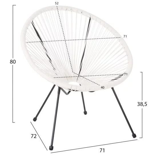 ΣΕΤ ΕΞΩΤΕΡΙΚΟΥ ΧΩΡΟΥ 3ΤΜΧ ACAPULCO HM11861.12 P.E.RATTAN ΛΕΥΚΟ-ΜΕΤΑΛΛΟ ΣΕ ΜΑΥΡΟ