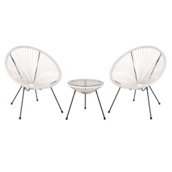 ΣΕΤ ΕΞΩΤΕΡΙΚΟΥ ΧΩΡΟΥ 3ΤΜΧ ACAPULCO HM11861.12 P.E.RATTAN ΛΕΥΚΟ-ΜΕΤΑΛΛΟ ΣΕ ΜΑΥΡΟ