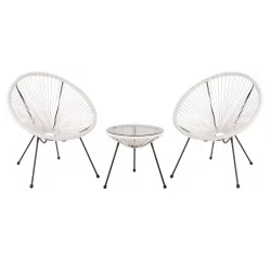 ΣΕΤ ΕΞΩΤΕΡΙΚΟΥ ΧΩΡΟΥ 3ΤΜΧ ACAPULCO HM11861.12 P.E.RATTAN ΛΕΥΚΟ-ΜΕΤΑΛΛΟ ΣΕ ΜΑΥΡΟ