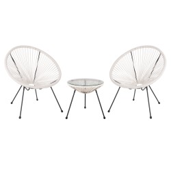 ΣΕΤ ΕΞΩΤΕΡΙΚΟΥ ΧΩΡΟΥ 3ΤΜΧ ACAPULCO HM11861.12 P.E.RATTAN ΛΕΥΚΟ-ΜΕΤΑΛΛΟ ΣΕ ΜΑΥΡΟ