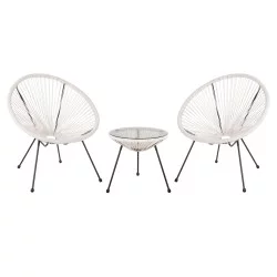 ΣΕΤ ΕΞΩΤΕΡΙΚΟΥ ΧΩΡΟΥ 3ΤΜΧ ACAPULCO HM11861.12 P.E.RATTAN ΛΕΥΚΟ-ΜΕΤΑΛΛΟ ΣΕ ΜΑΥΡΟ