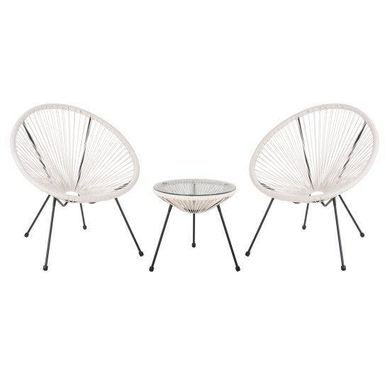 ΣΕΤ ΕΞΩΤΕΡΙΚΟΥ ΧΩΡΟΥ 3ΤΜΧ ACAPULCO HM11861.12 P.E.RATTAN ΛΕΥΚΟ-ΜΕΤΑΛΛΟ ΣΕ ΜΑΥΡΟ