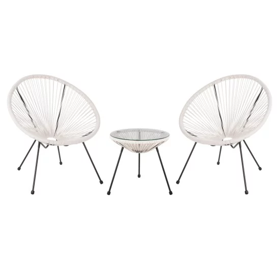 ΣΕΤ ΕΞΩΤΕΡΙΚΟΥ ΧΩΡΟΥ 3ΤΜΧ ACAPULCO HM11861.12 P.E.RATTAN ΛΕΥΚΟ-ΜΕΤΑΛΛΟ ΣΕ ΜΑΥΡΟ