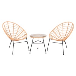 ΣΕΤ ΕΞΩΤΕΡΙΚΟΥ ΧΩΡΟΥ 3ΤΜΧ ALLEGRA HM21047.11 ΜΠΕΖ ΣΥΝΘ.RATTAN-ΜΕΤΑΛΛΟ ΣΕ ΜΑΥΡΟ